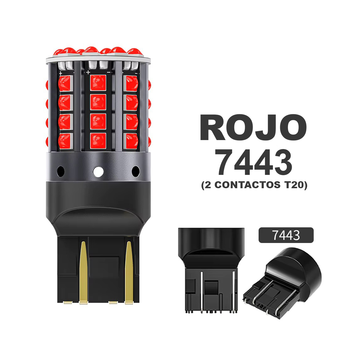 7443 (T20) 44 LED CREE ROJO FIJO/FIJO