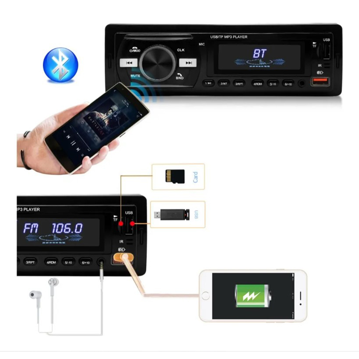 Reproductor MP3 Bluetooth 7 Colores